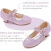 imageDufannie Girls Dress Shoes Low Heel Princess Flats Mary Jane Flower Wedding Party Glitter Shoes for Kids ToddlerGenerous Glitter Purple