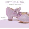 imageDufannie Girls Dress Shoes Low Heel Princess Flats Mary Jane Flower Wedding Party Glitter Shoes for Kids ToddlerGenerous Glitter Purple