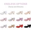 imageDufannie Girls Dress Shoes Low Heel Princess Flats Mary Jane Flower Wedding Party Glitter Shoes for Kids ToddlerGenerous Glitter Purple