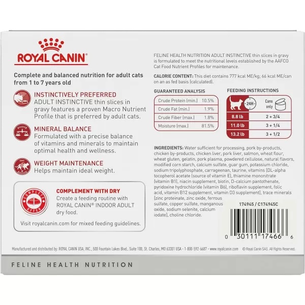 Royal Canin Adult Instinctive Thin Slices in Gravy Wet Cat Food 3 oz can 6pack113 Pound Pack of 1