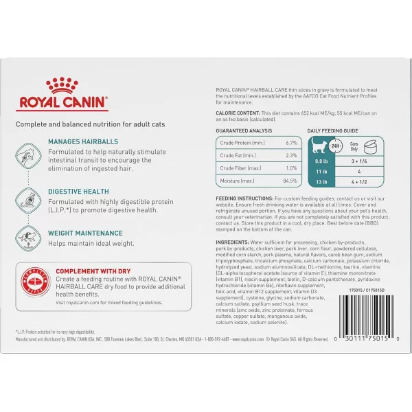 Royal Canin Hairball Care Thin Slices In Gravy Wet Cat Food 3 oz can 12count225 Pound Pack of 1