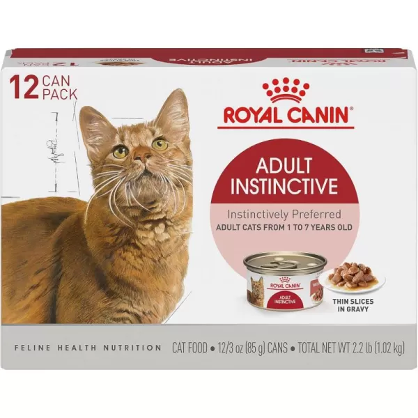 Royal Canin Adult Instinctive Thin Slices in Gravy Wet Cat Food 3 oz can 6pack3 Ounce Pack of 12
