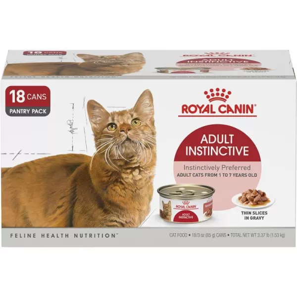 Royal Canin Adult Instinctive Thin Slices in Gravy Wet Cat Food 3 oz can 6pack3 Ounce Pack of 18