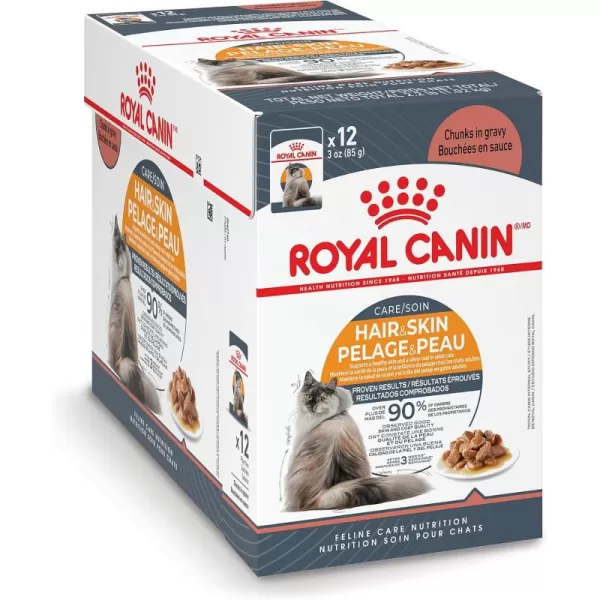 Royal Canin Feline Care Nutrition Hair ampamp Skin Care Thin Slices in Gravy Canned Cat Food 3 Ounce Pack of 243 Ounce Pack of 12