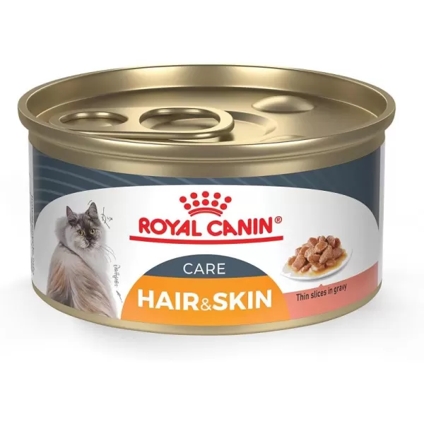 Royal Canin Feline Care Nutrition Hair ampamp Skin Care Thin Slices in Gravy Canned Cat Food 3 Ounce Pack of 243 Ounce Pack of 24