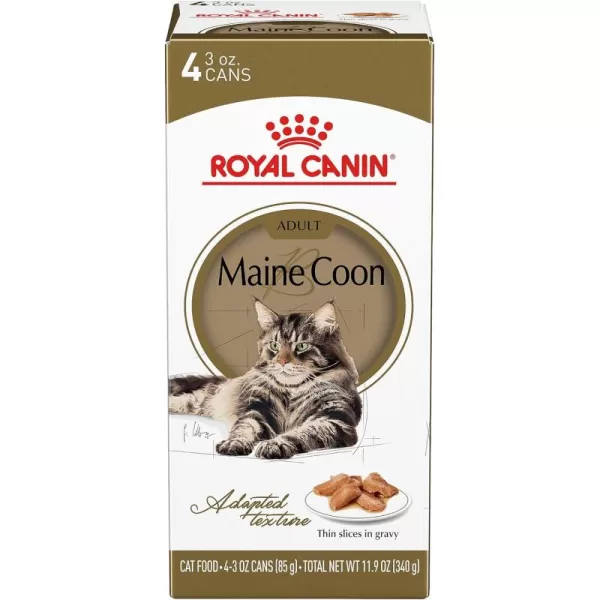 Royal Canin Maine Coon Breed Thin Slices in Gravy Adult Wet Cat Food 3 oz can 4pack3 Ounce Pack of 4