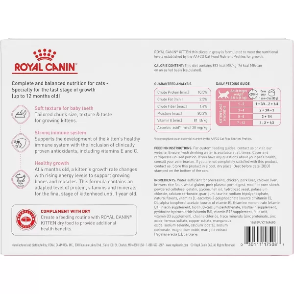 Royal Canin Feline Health Nutrition Kitten Thin Slices in Gravy Canned Cat Food 3 oz can 12countOriginal