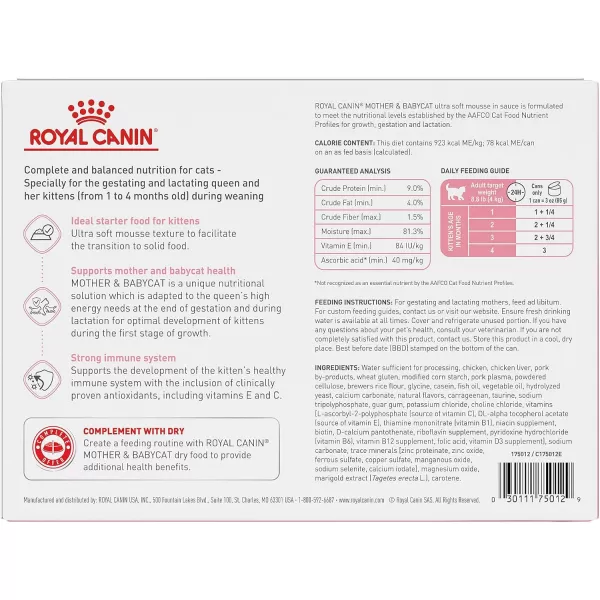 Royal Canin Feline Health Nutrition Mother ampamp Babycat Ultra Soft Mousse in Sauce Canned Cat Food 58 oz canChicken