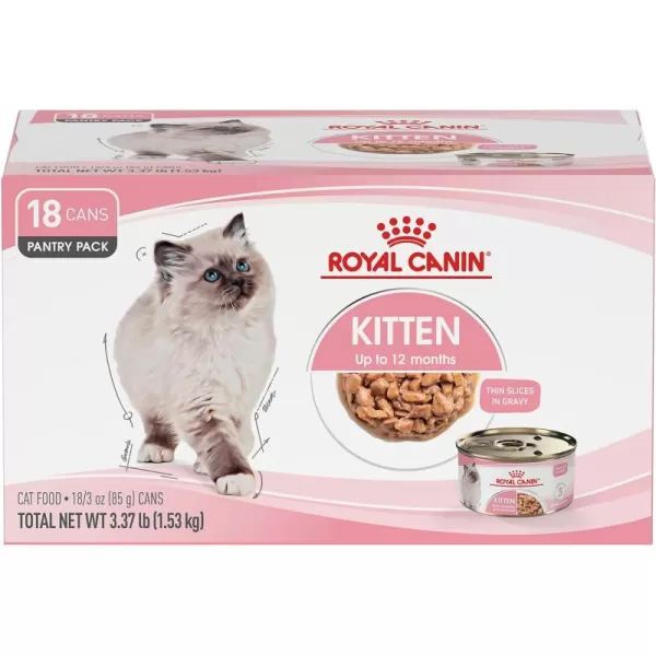 Royal Canin Feline Health Nutrition Kitten Thin Slices in Gravy Canned Cat Food 3 oz can 24count3 Ounce Pack of 18