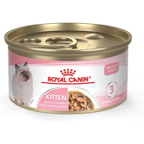 Royal Canin Feline Health Nutrition Kitten Thin Slices in Gravy Canned Cat Food 3 oz can 24count3 Ounce Pack of 24