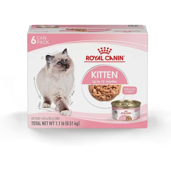 Royal Canin Feline Health Nutrition Kitten Thin Slices in Gravy Canned Cat Food 3 oz can 24count3 Ounce Pack of 6