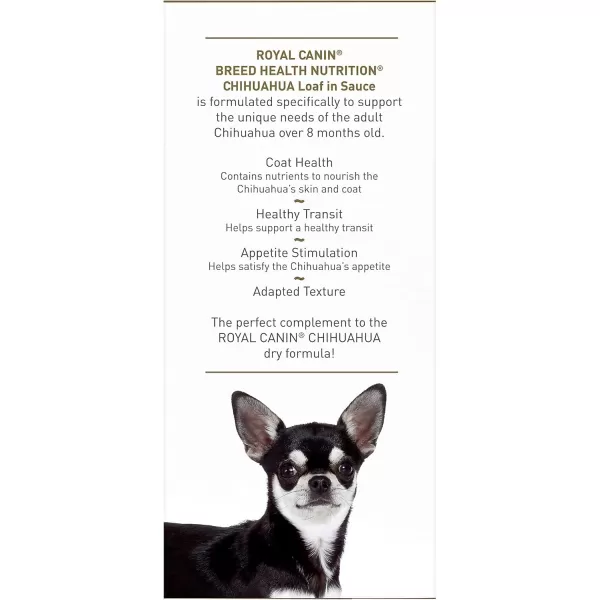Royal Canin Breed Health Nutrition Chihuahua Adult Loaf in Sauce Wet Dog Food 3 oz can 24count12 Ounce Pack of 1