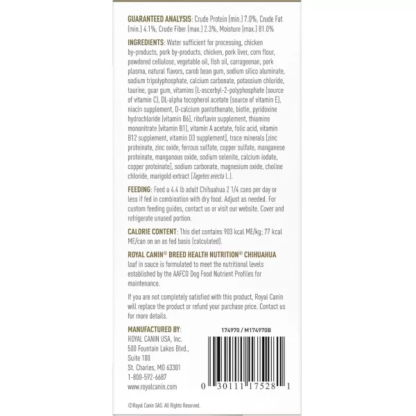 Royal Canin Breed Health Nutrition Chihuahua Adult Loaf in Sauce Wet Dog Food 3 oz can 24count12 Ounce Pack of 1