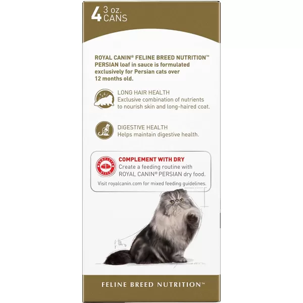 Royal Canin Persian Breed Loaf in Sauce Adult Wet Cat Food 3 oz can 4pack3 Ounce Pack of 4