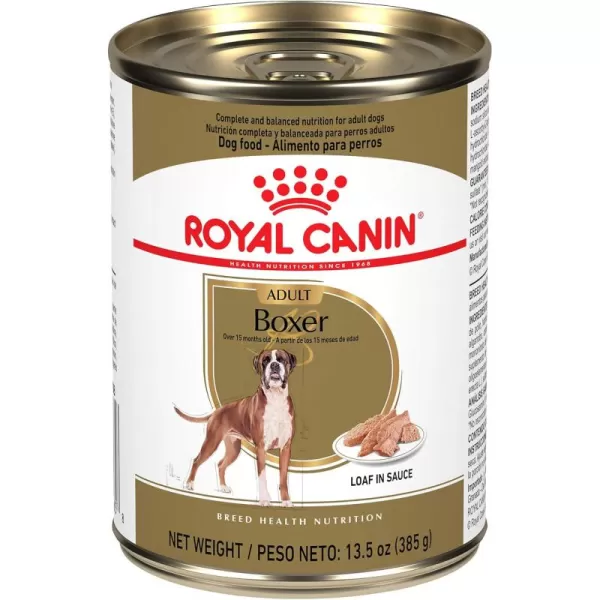 Royal Canin Breed Health Nutrition Boxer Adult Loaf in Sauce Wet Dog Food 135 oz can 12count135 Ounce Pack of 12