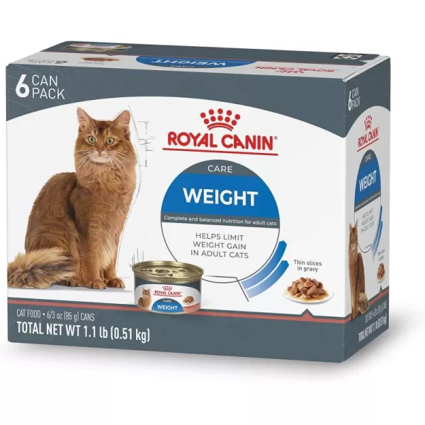 Royal Canin Feline Weight Care Thin Slices in Gravy Canned Adult Wet Cat Food 3 oz can 6pack113 Pound Pack of 1