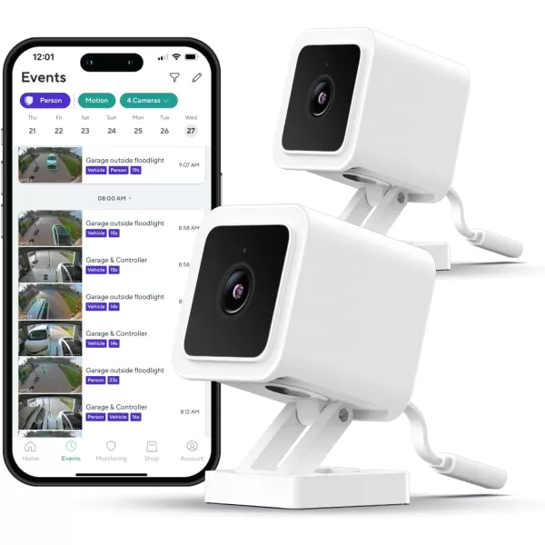 WYZE Cam v3 with Color Night Vision Wired 1080p HD IndoorOutdoor Video Camera 2Way Audio Works with Alexa Google Assistant and IFTTTWhite