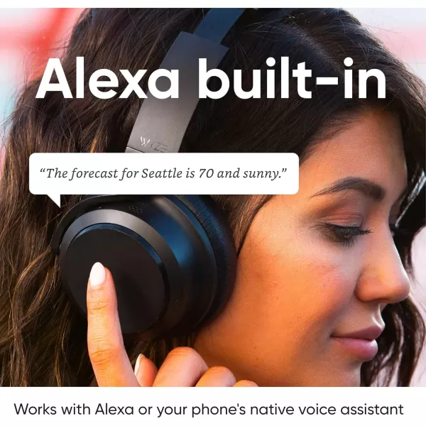 Wyze Bluetooth 50 Headphones Over The Ear Headphones with Active Noise Cancellation HighFidelity Sound Transparency Mode Alexa Builtin Black