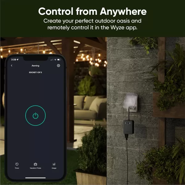 Wyze Plug Outdoor Dual Outlets Energy Monitoring IP64 24GHz WiFi Smart Plug Works with Alexa Google Assistant IFTTT No Hub Required Black  A Certified for Humans Device