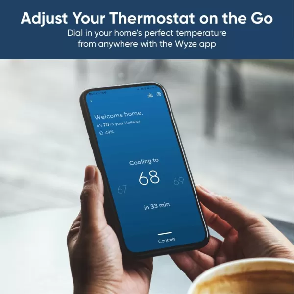 Wyze Programmable Smart WiFi Thermostat for Home with App Control Energy Saving Easy Installation Works with Alexa and Google Assistant Black