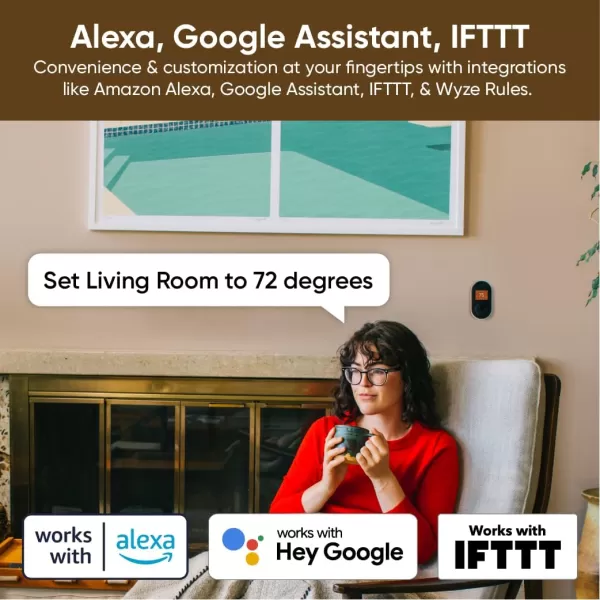 Wyze Programmable Smart WiFi Thermostat for Home with App Control Energy Saving Easy Installation Works with Alexa and Google Assistant Black