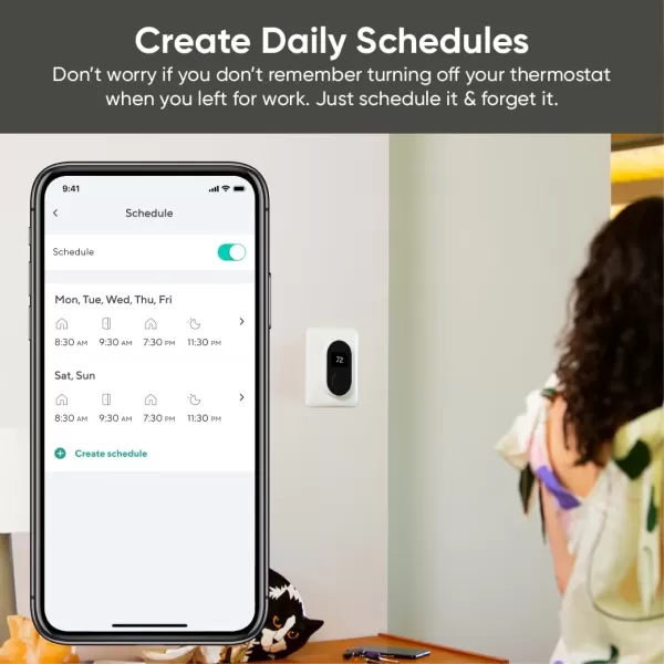 Wyze Programmable Smart WiFi Thermostat for Home with App Control Energy Saving Easy Installation Works with Alexa and Google Assistant Black