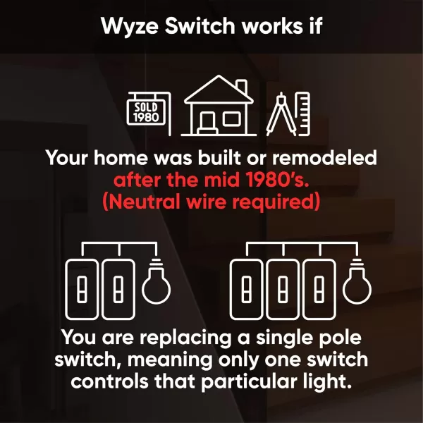 Wyze Switch 24 GHz WiFi Smart Light Switch SinglePole Needs Neutral Wire Compatible with Alexa Google Assistant and IFTTT No Hub Required 1Pack White3Pack