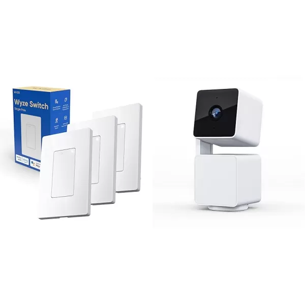 Wyze Switch 24 GHz WiFi Smart Light Switch SinglePole Needs Neutral Wire Compatible with Alexa Google Assistant and IFTTT No Hub Required 1Pack White3Pack