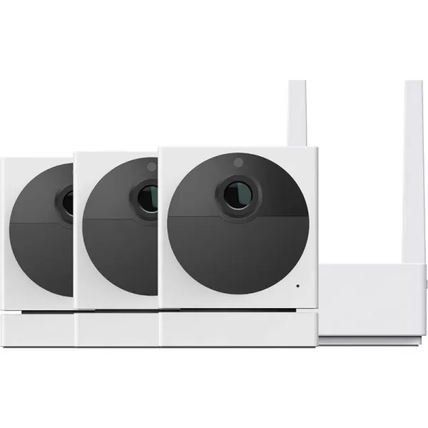 Wyze Cam Outdoor Starter Bundle Base Station and 1 Cam 1080p HD IndoorOutdoor WireFree Smart Home Camera with Night Vision 2Way Audio Works with Alexa ampamp Google Assistant White with Camo Skin3 Camera Kit