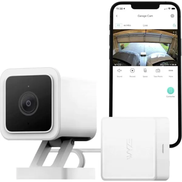 Wyze Smart Garage Door Opener wbuiltin HD Video Remotely Control Garage Door 1080p HD Video wColor Night Vision TwoWay Audio