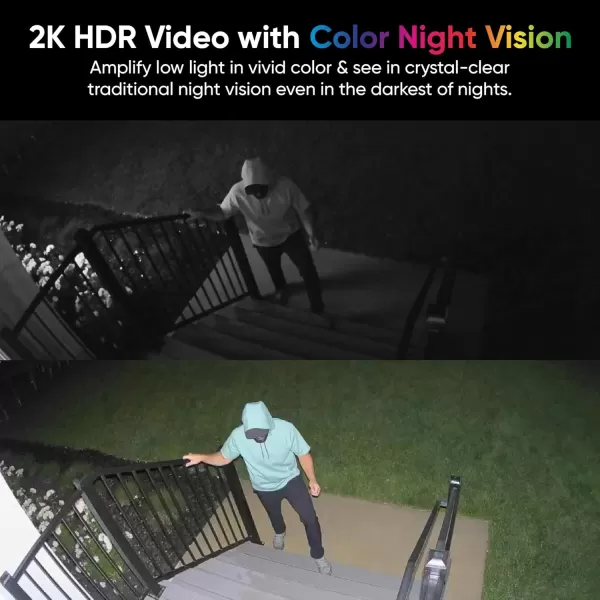 WYZE 2K HDR Rechargeable Battery OutdoorIndoor Security Camera Color Night Vision Integrated Spotlight ampamp Siren Wire Free 2Way Audio  White 1PackBlack