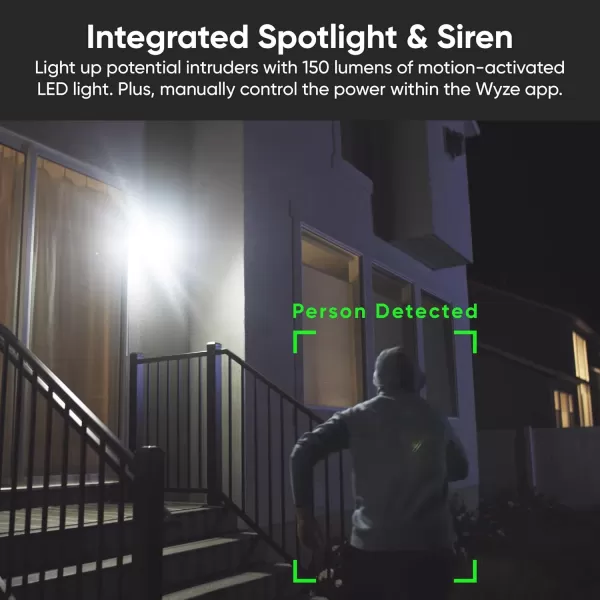 WYZE 2K HDR Rechargeable Battery OutdoorIndoor Security Camera Color Night Vision Integrated Spotlight ampamp Siren Wire Free 2Way Audio  White 1PackBlack