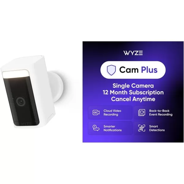 WYZE 2K HDR Rechargeable Battery OutdoorIndoor Security Camera Color Night Vision Integrated Spotlight ampamp Siren Wire Free 2Way Audio  White 1PackWhite