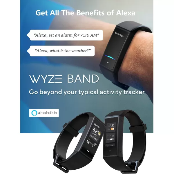 WYZE Band Fitness Tracker with Alexa Builtin Activity Tracker Watch with Heart Rate Monitor Smart Fitness Band with Step Counter Calorie Counter Pedometer Water Resistant Black