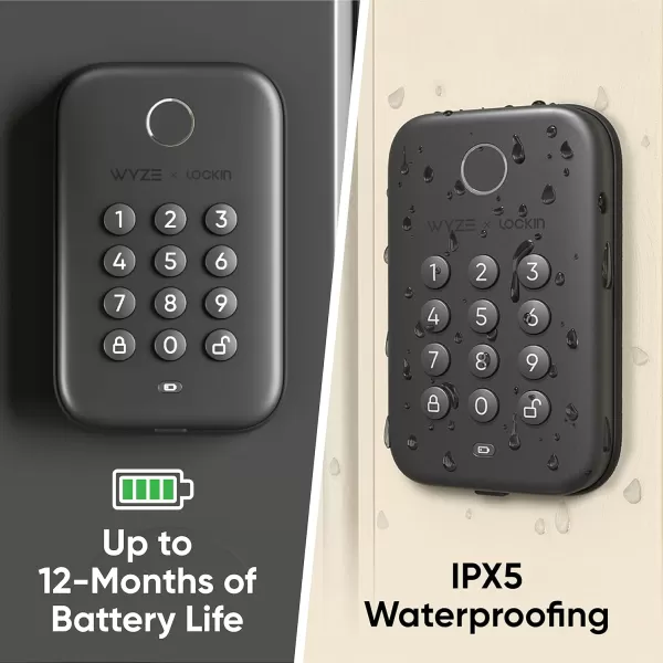 Wyze Bluetooth Fingerprint Deadbolt Lock with Keypad IPX5 Weatherproof Schedules AutoLock  Satin NickelMatte Black