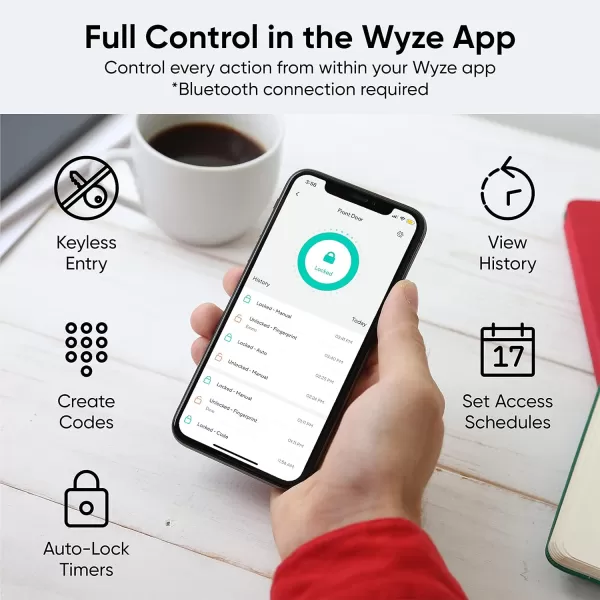 Wyze Bluetooth Fingerprint Deadbolt Lock with Keypad IPX5 Weatherproof Schedules AutoLock  Satin NickelMatte Black