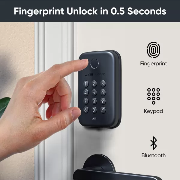 Wyze Bluetooth Fingerprint Deadbolt Lock with Keypad IPX5 Weatherproof Schedules AutoLock  Satin NickelMatte Black