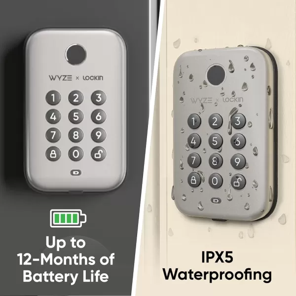 Wyze Bluetooth Fingerprint Deadbolt Lock with Keypad IPX5 Weatherproof Schedules AutoLock  Satin NickelSatin Nickel