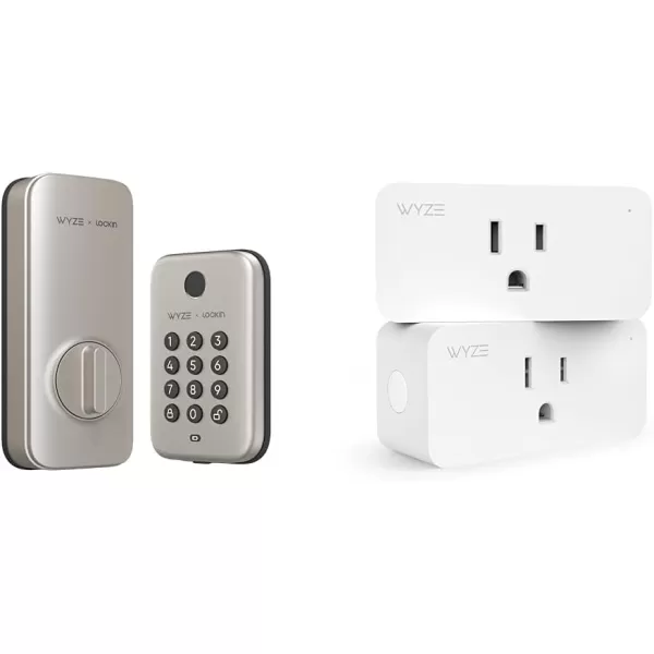 Wyze Bluetooth Fingerprint Deadbolt Lock with Keypad IPX5 Weatherproof Schedules AutoLock  Satin NickelSatin Nickel