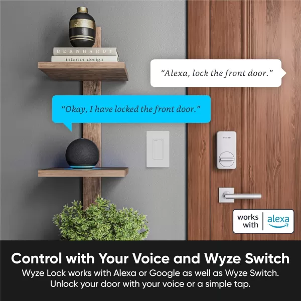 Wyze Lock WiFi ampamp Bluetooth Enabled Smart Door Lock Wireless ampamp Keyless Door Entry Compatible with Amazon Alexa Fits on Most Deadbolts Includes Wyze Gateway and Wyze Keypad