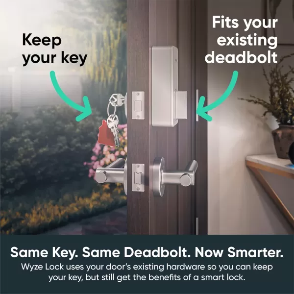 Wyze Lock WiFi ampamp Bluetooth Enabled Smart Door Lock Wireless ampamp Keyless Door Entry Compatible with Amazon Alexa Fits on Most Deadbolts Includes Wyze Gateway and Wyze Keypad