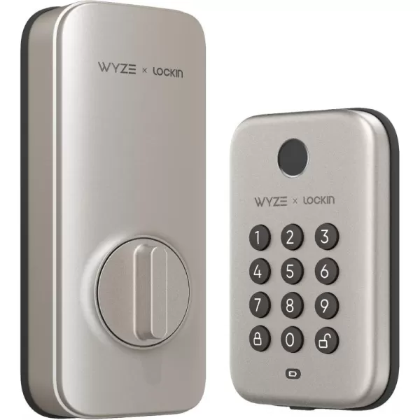 Wyze Bluetooth Fingerprint Deadbolt Lock with Keypad IPX5 Weatherproof Schedules AutoLock  Satin NickelSatin Nickel