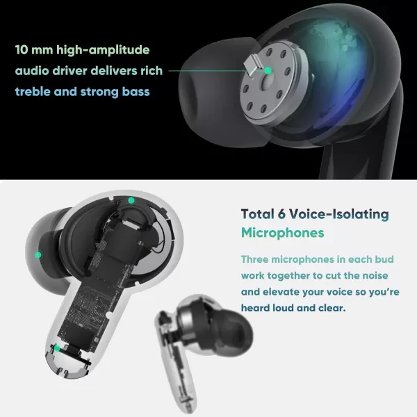 WYZE Earbuds Pro 40 dB Active Noise Cancelling Wireless Earbuds 6 VoiceIsolating Mics ANC Bluetooth Headphones Bluetooth 50 Wireless Charging Alexa Builtin True Wireless EarbudsBuds Pro