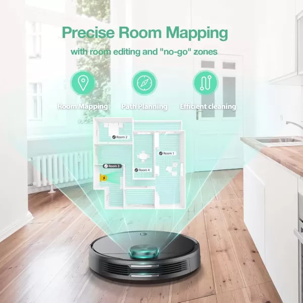 WYZE Robot Vacuum with LIDAR Mapping Technology 2100Pa Suction Nogo Zone WiFi Connected SelfCharging Ideal for Pet Hair Hard Floors and Carpets