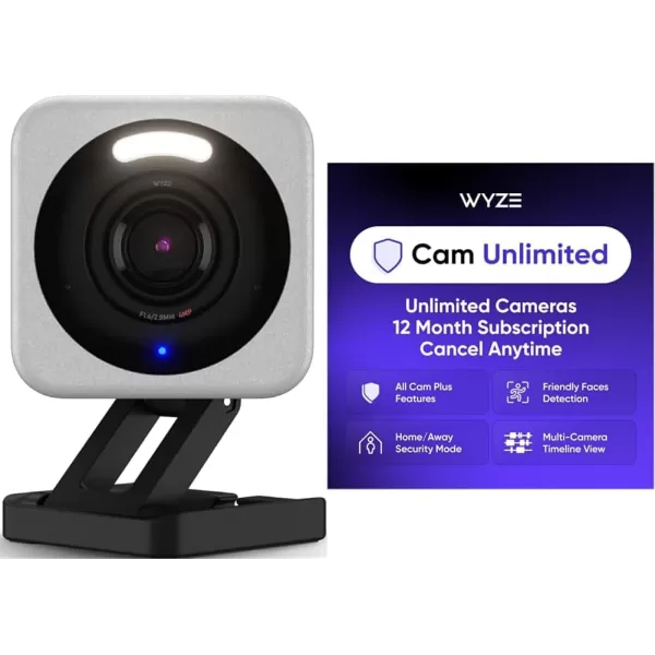 Wyze Cam v4 2K HD WiFi Smart Home Security Camera IndoorOutdoor Use PetBaby Monitor Motion Activated SpotlightSiren Enhanced Color Night Vision 2Way Audio LocalCloud Storage Wired WhiteGrey