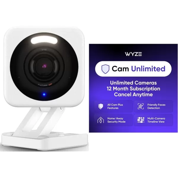 Wyze Cam v4 2K HD WiFi Smart Home Security Camera IndoorOutdoor Use PetBaby Monitor Motion Activated SpotlightSiren Enhanced Color Night Vision 2Way Audio LocalCloud Storage Wired WhiteWhite