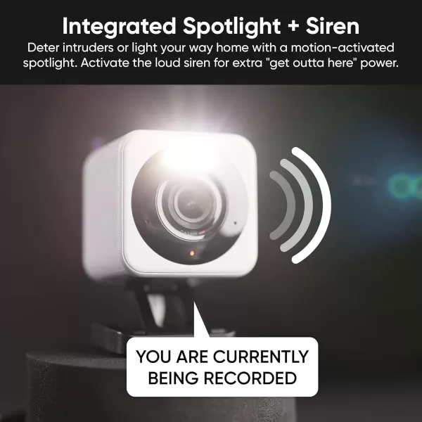 Wyze Cam v4 2K HD WiFi Smart Home Security Camera IndoorOutdoor Use PetBaby Monitor Motion Activated SpotlightSiren Enhanced Color Night Vision 2Way Audio LocalCloud Storage Wired WhiteWhite