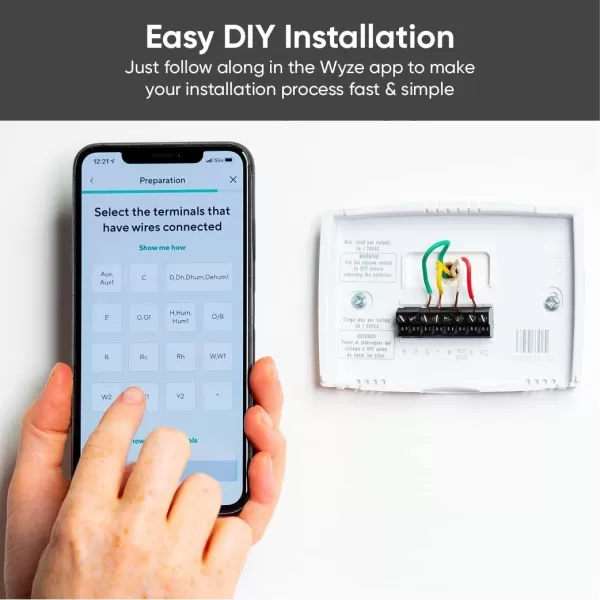 Wyze Programmable Smart WiFi Thermostat for Home with App Control Energy Saving Easy Installation Works with Alexa and Google Assistant Black