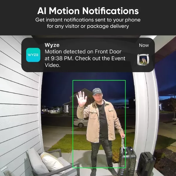 Wyze Wireless Video Doorbell Pro Chime Included 1440 HD Video 11 Aspect Ratio 11 HeadtoToe View 2Way Audio Night VisionBlack
