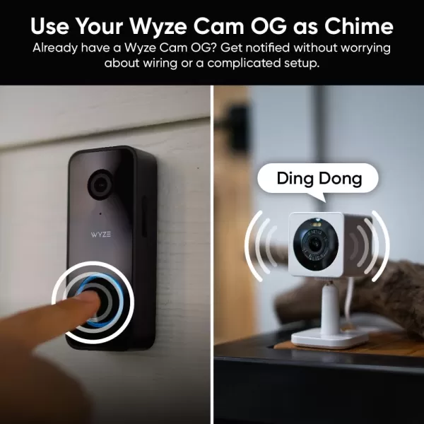 Wyze Wireless Video Doorbell Pro Chime Included 1440 HD Video 11 Aspect Ratio 11 HeadtoToe View 2Way Audio Night VisionBlack